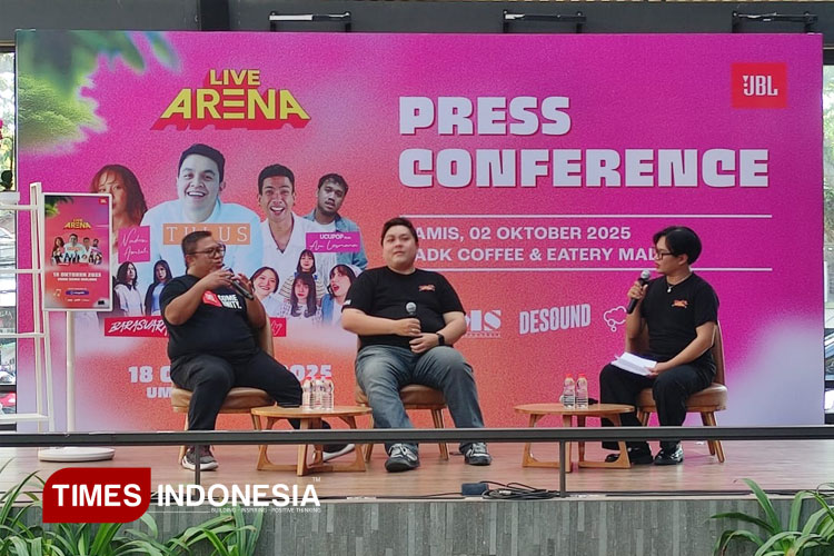 Press Conference gelaran Live Arena 2025 di Dome UMM Malang. (FOTO: Rizky Kurniawan Pratama/TIMES Indonesia)