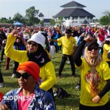 Ribuan Warga Kota Yogyakarta Meriahkan Senam Sehat Sak Obahe di Embung Giwangan