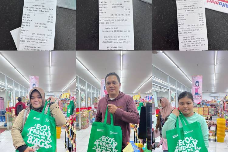 Mojokerto Bebas Kresek, Ribuan Tas Go Green Dibagikan Gratis di Alfamart