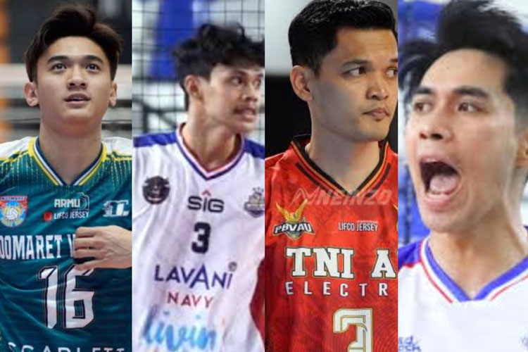 Empat tim putra (Indomaret, LavAni Navy, TNI AU Electric, Tirta Baghasasi) dan empat tim putri (Bank Jatim, Gresik Petrokimia, TNI AU Electric, Rajawali O2C) bersaing ketat di final four Livoli Divisi Utama 2025 di GOR Ki Mageti Magetan. (Foto:PBVSI)