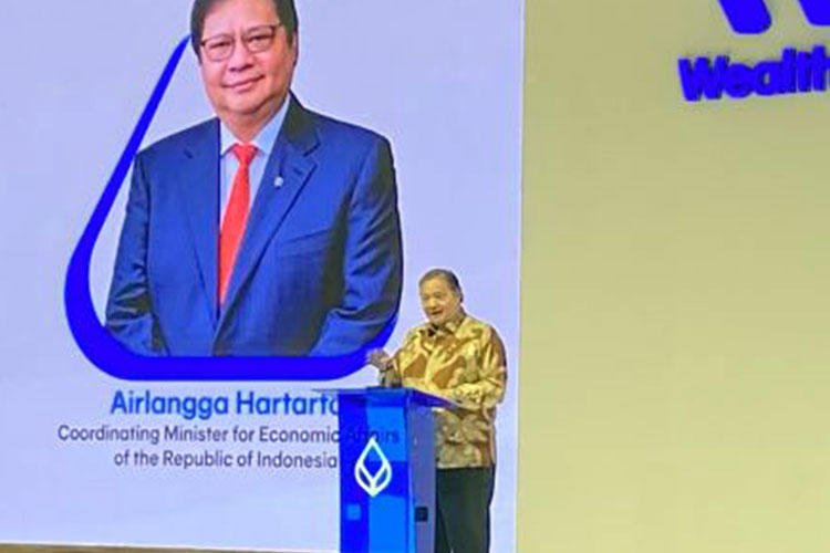 Menteri Koordinator Bidang Perekonomian Airlangga Hartarto menyampaikan kata sambutan dalam acara 