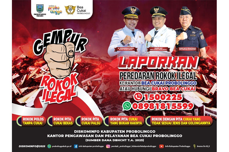 Poster gempur rokok ilegal. (Foto: Bea Cukai Probolinggo)