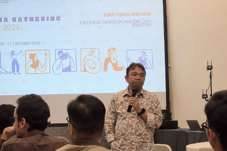 Staf Ahli Menteri Keuangan Bidang Kepatuhan Pajak Yon Arsal dalam cara Media Gathering Kemenkeu 2025 di Jakarta, Jumat (10/10/2025). (FOTO: ANTARA/Bayu Saputra)