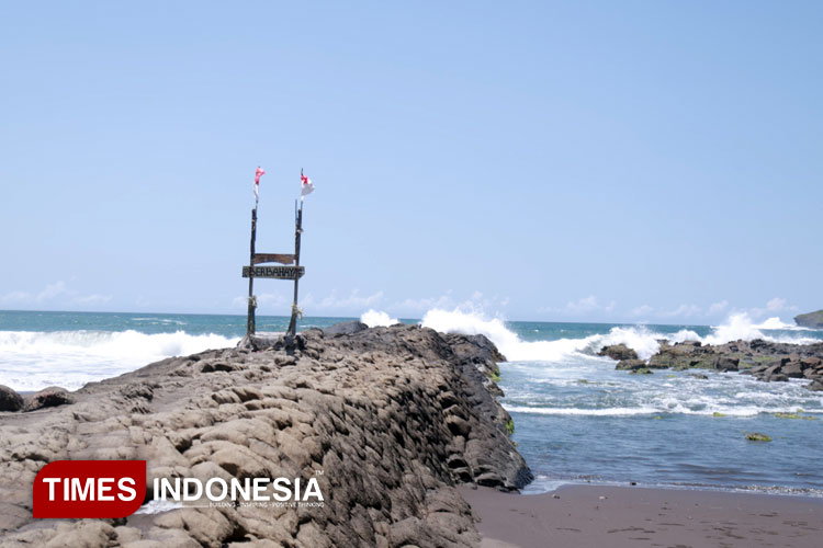 Batu ular yang berada di pantai watu ulo Jember. (Foto : M. Abdul Basid / TIMES Indonesia )