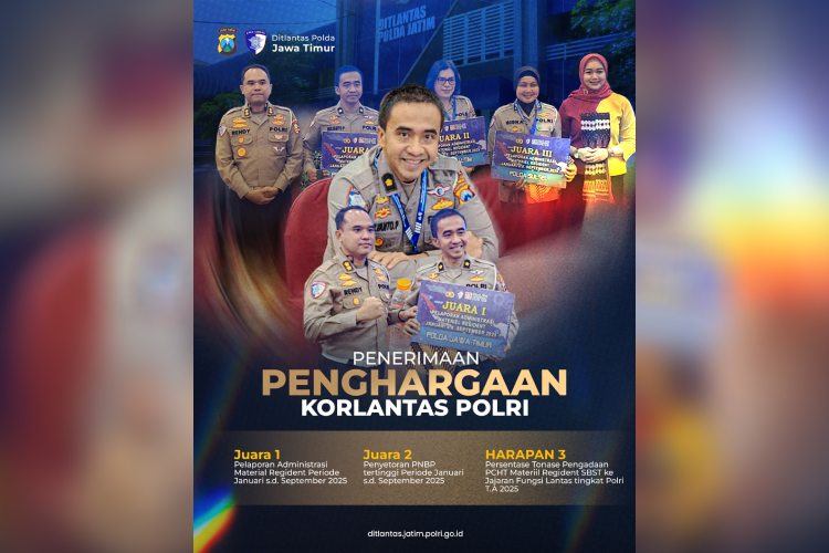 Ditlantas Polda Jatim Raih Tiga Penghargaan Bergengsi dari Korlantas Polri