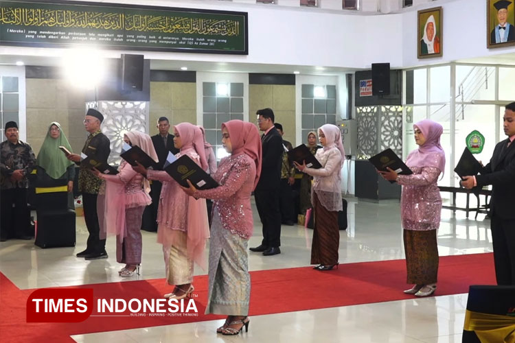 Prosesi Baiat Dokter periode ke-43 Fakultas Kedokteran Universitas Islam Malang (FK Unisma) pada Sabtu (18/10/2025). (FOTO: Achmad Fikyansyah/TIMES Indonesia)