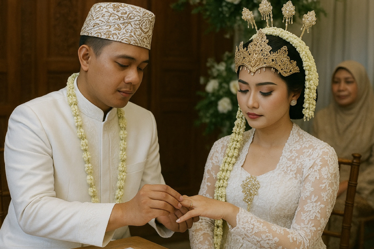 Ilustrasi akad nikah di Indonesia. (Foto: AI)