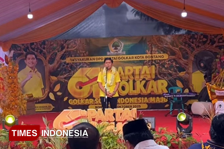 Ketua DPD Golkar Bontang Andi Faizal Sofyan saat perayaan HUT Golkar ke-61. (Foto: Kusnadi/TIMES Indonesia)
