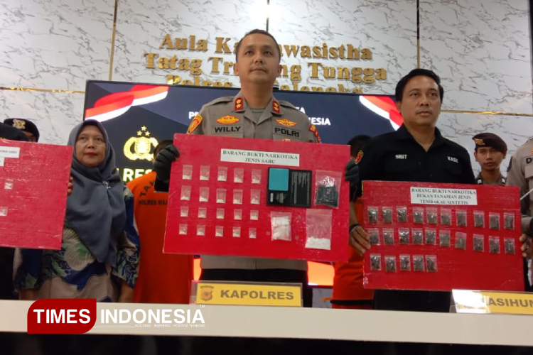 Polres Majalengka menggelar konferensi pers tindak pidana narkoba. (FOTO: Jaja Sumarja/TIMES Indonesia)