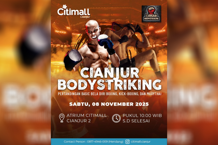 Cianjur Bodystriking tampilkan duel kelas Kick-Boxing hingga Muaythai. (FOTO: Instagram @citimall.cianjur)