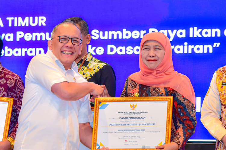 Pemprov Jatim Raih Penghargaan BRIDA/BAPPERIDA Optimal 2025 dari BRIN