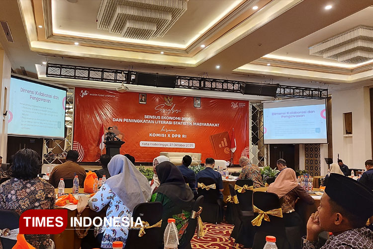 Anggota Komisi X DPR RI dapil Pasuruan-Probolinggo, Muhammad Hilman Mufidi atau Gus Hilman di acara sosialisasi sensus ekonomi 2026 di Probolinggo (Foto: Iqbal/TIMES Indonesia)