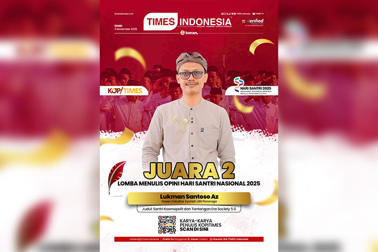 Lukman Santoso Az, Dosen Fakultas Syariah Universitas Islam Negeri (UIN), juara 2 Lomba Menulis Opini Hari Santri 2025 TIMES Indonesia, Senin (03/11/2025).