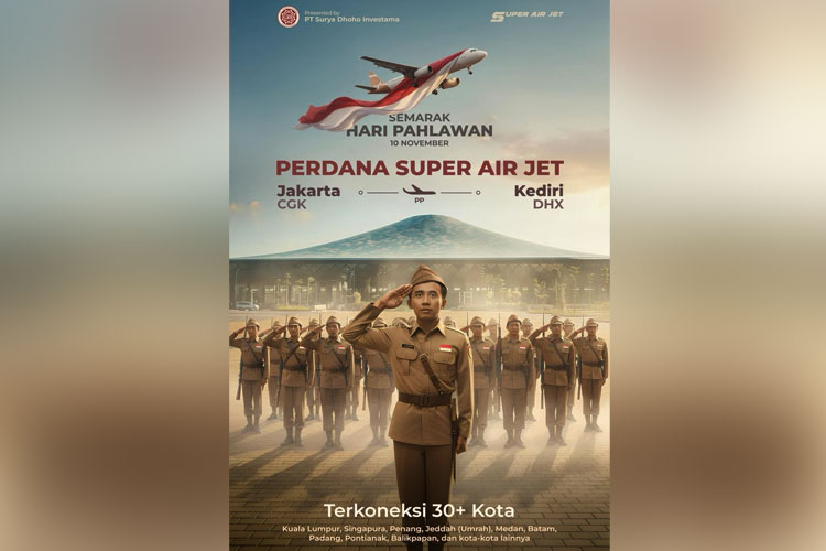 Panflet penerbangan perdana super air jet di bandara Dhoho Kediri (FOTO: Humas PT Gudang Garam)