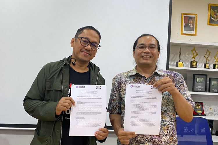 Koalisi Cek Fakta dan ICT Watch Teken MoU Pemanfaatan AI Galifakta