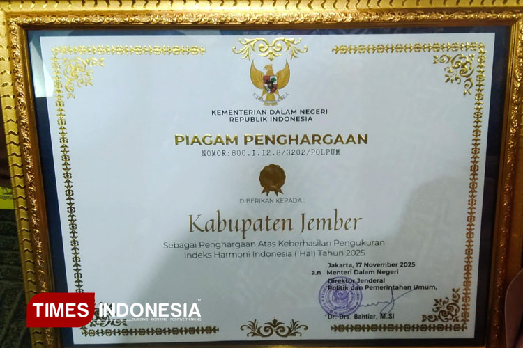Masyarakat Ikut Jaga Harmoni, Jember Raih Penghargaan IHaI 2025