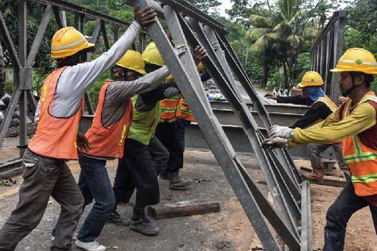 Kementerian PU Kebut Pasang Jembatan Darurat Cikaleho Ciamis, Prediksi Rampung Sepekan