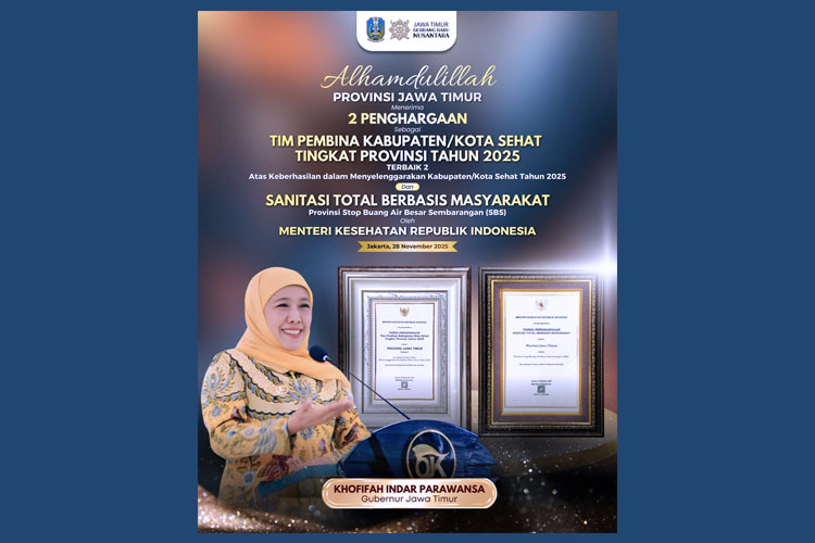 Pemprov Jatim Boyong Dua Penghargaan dari Kemenkes RI