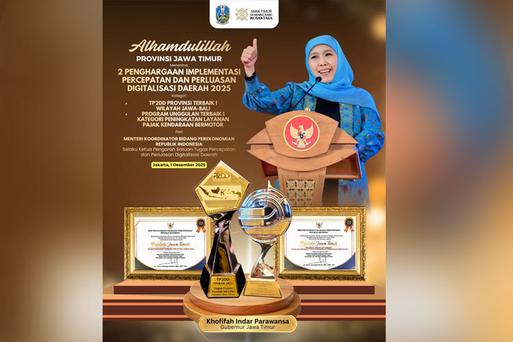 Pemprov Jatim Raih Penghargaan TP2DD Terbaik Kawasan Jawa-Bali