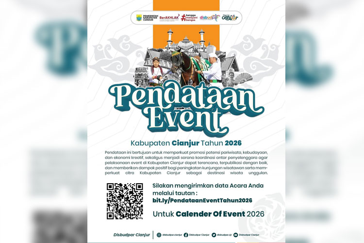 Dongkrak Ekonomi Kreatif, Dinas Pariwisata Cianjur Buka Pendaftaran Agenda Wisata 2026