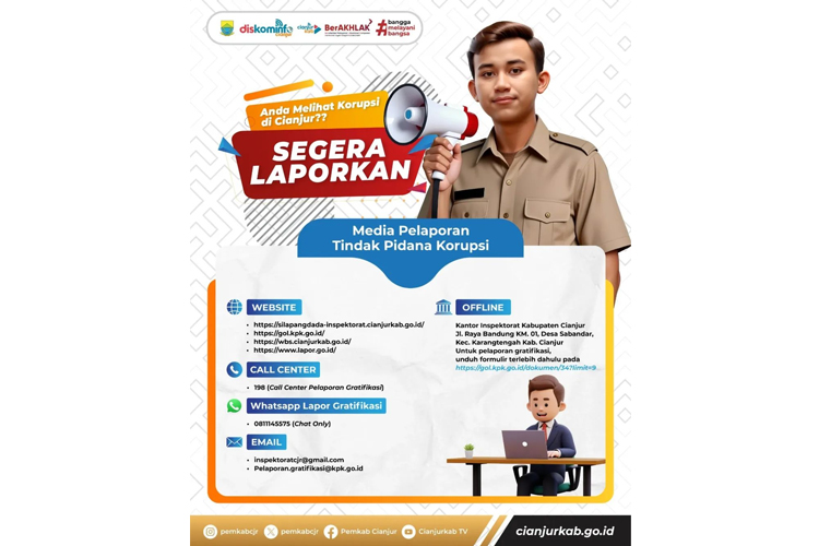 Cara Mudah Lapor Dugaan Korupsi dan Gratifikasi di Kabupaten Cianjur Melalui Berbagai Kanal Resmi