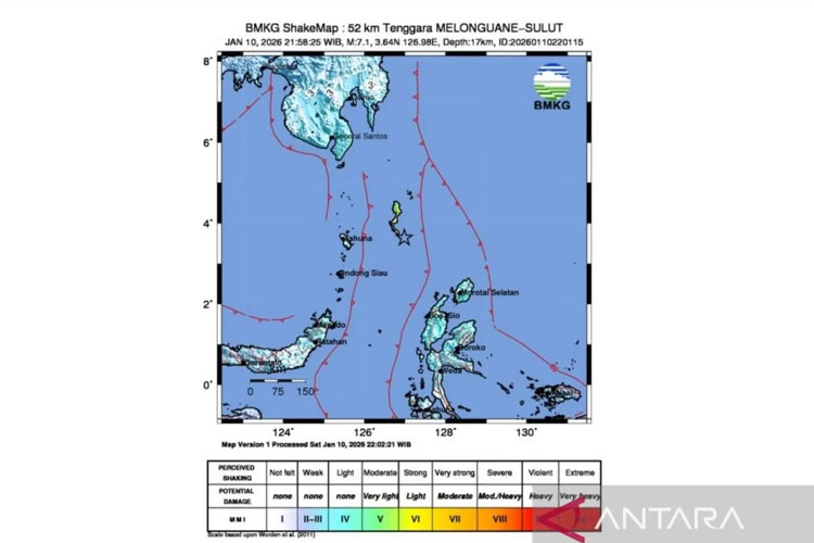 Gempa M 7,1 Guncang Melonguane di Kepulauan Talaud, BMKG: Tidak Berpotensi Tsunami