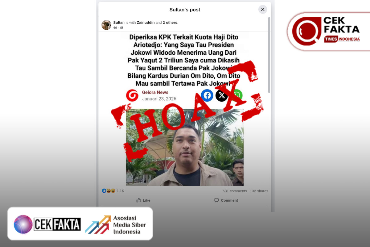 CEK FAKTA: Hoaks, Dito Ariotedjo Menyebut Jokowi Menerima Rp2 Triliun dari Yaqut